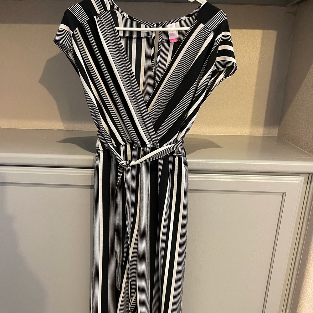 Black & white striped jumpsuit